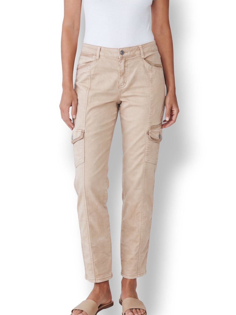 4/$20 White House Black Market 12R Blanc Slim Ankle Cargo Pants Beige